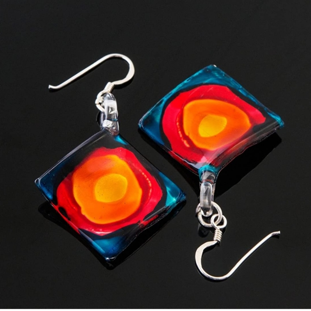 Murano Blown Glass Abstract Earrings NEW